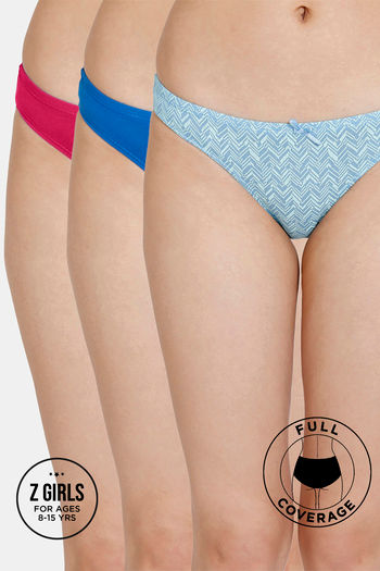 Buy Zivame Girls Low Rise Full Coverage Bikini Panty (Pack of 3) - Assorted